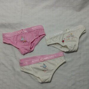 3 princess-patterned panties, size 2-3 years, made very small